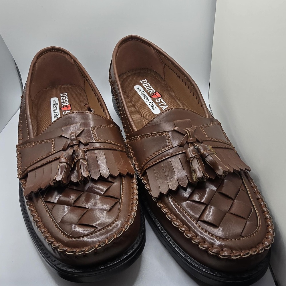 Deer Stags Herman Shoes Mens Size 10M Brown Tassel Slip-On Dress Memory Foam